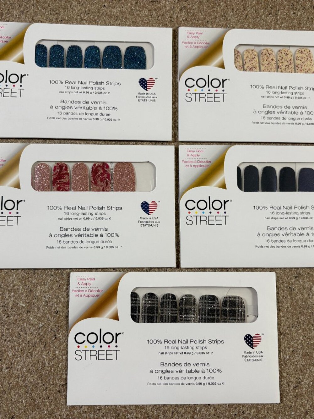 Color Street 100% Real Nail Polish Strips 5ct (16 long-lasting strips each)